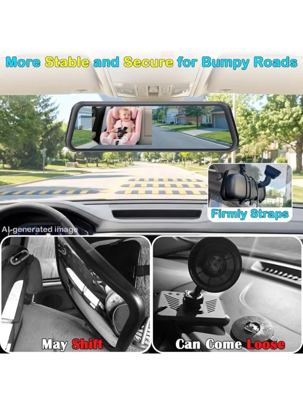 4.3” Baby Car Mirror Camera - Dual View for Safe Travel & Easy Baby Monitoring
